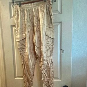 Gold Metallic Cargo Pants